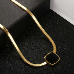 Luxury Black Square Pendant Set ( Stainless Steel )