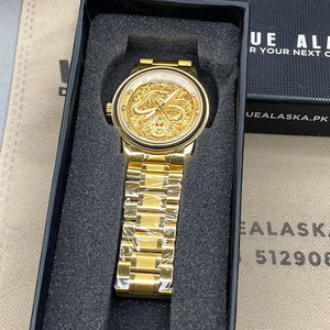 Gold Dragon Premium Chain Watch With Butterfly Lock