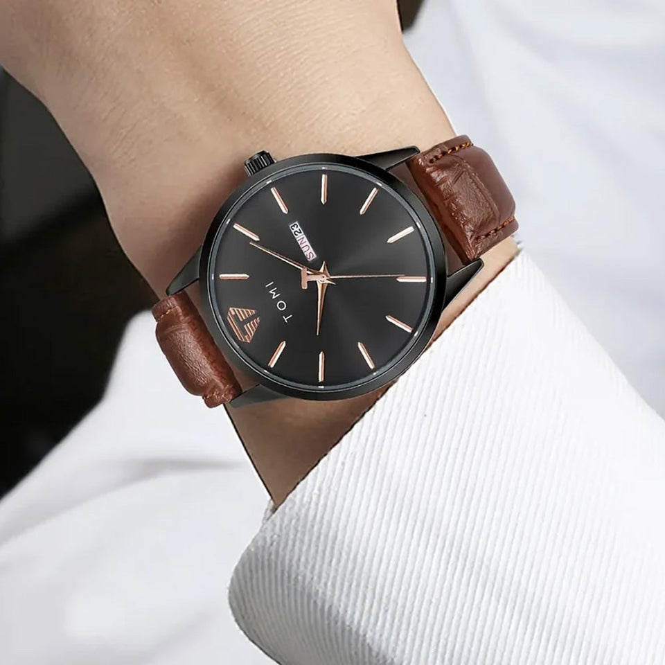 TOMI T-045 Orignal Men's Watch Date & Day Quartz Straps Watch