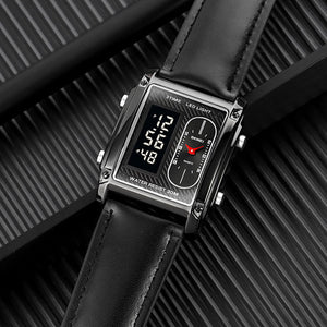 SKMEI 1868 Leather Straps Analog & Digital Wrist Watch