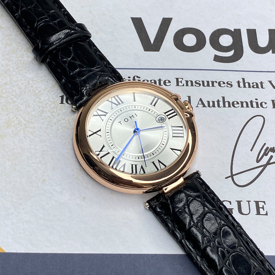 TOMI T-075 Original Date Luxury Strap Watch