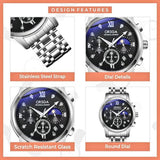 ORSGA Chronograph Quartz Stainless Steel Chain Watch for Men