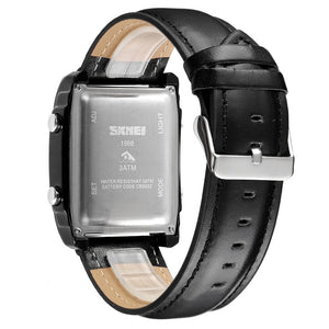 SKMEI 1868 Leather Straps Analog & Digital Wrist Watch