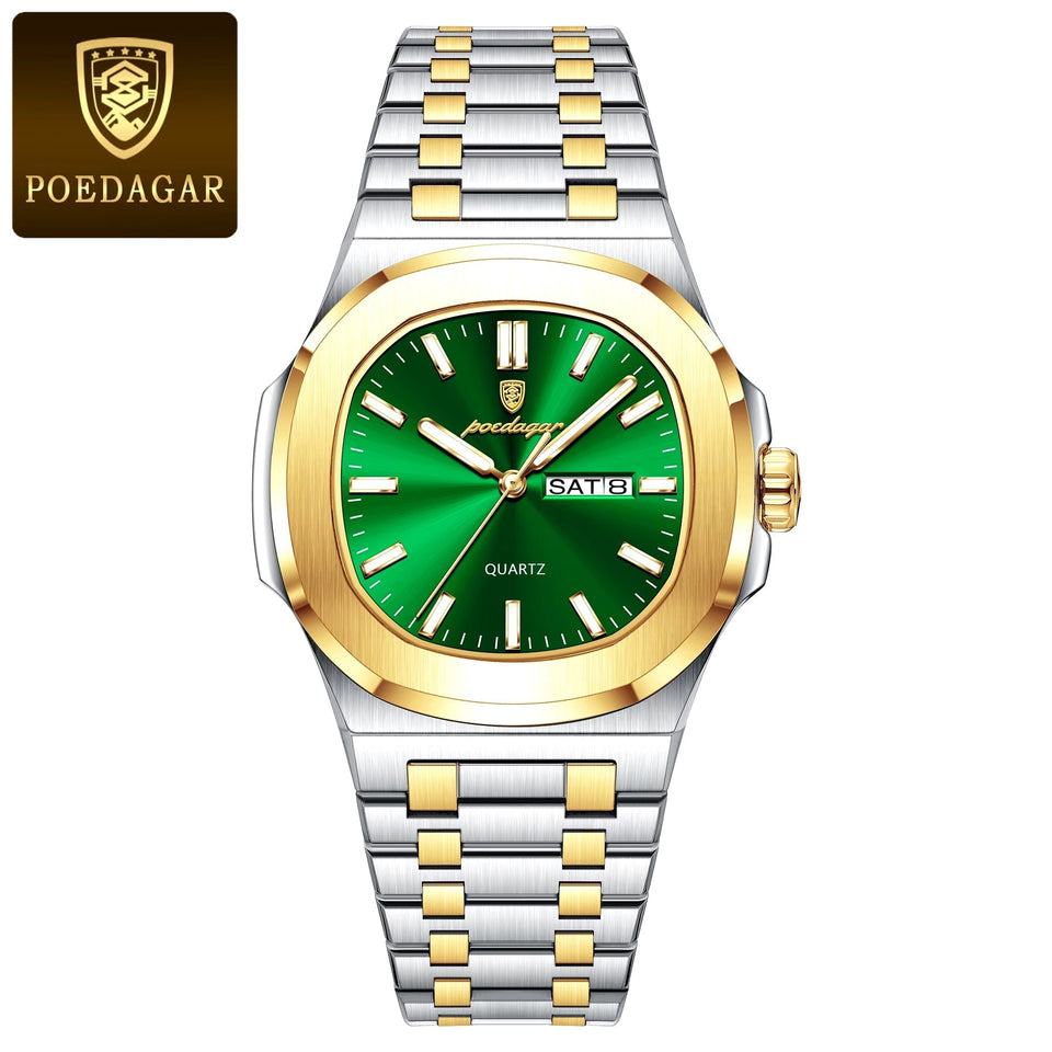 Luxury Military Man Watch Square Waterproof Luminous Date Week Men Watch Stainless Steel Quartz Men'S Watches Reloj+Box