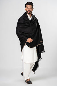 Brandy Wear Speical Men's Winter Pashmina Woolen Shawl - (Black) - JS-01