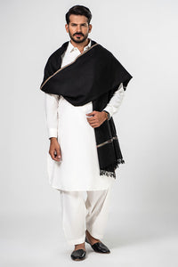 Brandy Wear Speical Men's Winter Pashmina Woolen Shawl - (Black) - JS-01