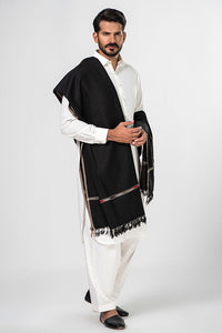 Brandy Wear Speical Men's Winter Pashmina Woolen Shawl - (Black) - JS-01