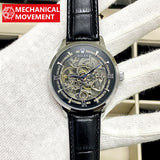 ROLEX Skeleton Automatic Leather Strap Watch With Mechanical Movement