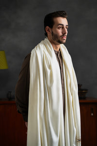 Men's Winter Pashmina Woolen Shawl - (Cream) - JS-02