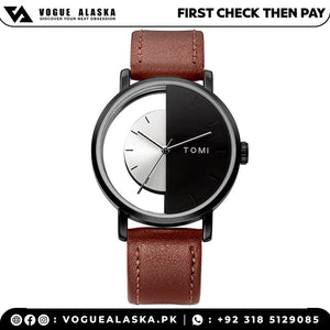 TOMI T-080 Transparent Design Leather Strap Men's Watch