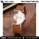 TOMI T-080 Transparent Design Leather Strap Watch For Men
