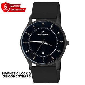 Universe Point Magnetic Lock & Silicone Rubber Straps Watch