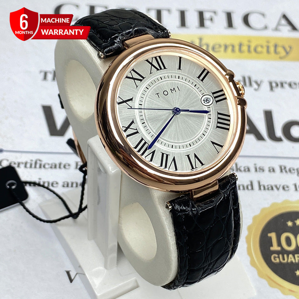TOMI T-075 Original Date Luxury Strap Watch