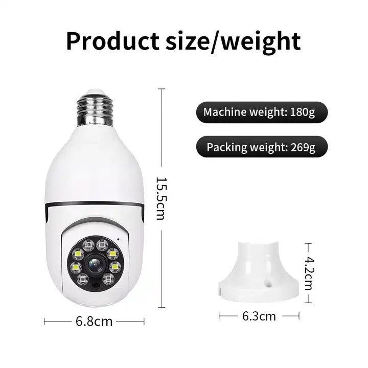 Wireless Wifi LED Bulb Security Camera 360 Degree