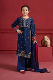Kids 3PC Emb Lawn Dress With Net Dupatta - (Unstitched) - AL308
