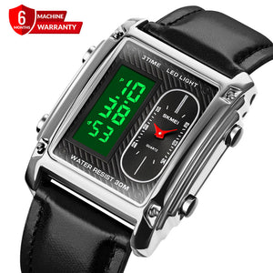 SKMEI 1868 Leather Straps Analog & Digital Wrist Watch