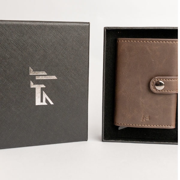 PU Leather Wallet & Aluminium Pop Up Card Holder