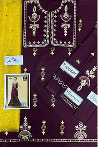 Kids 3PC Emb Lawn Dress With Net Dupatta - (Unstitched) - AL310