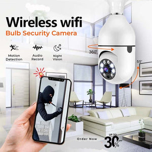 Wireless Wifi LED Bulb Security Camera 360 Degree