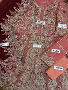 Unstitched Mbroidered | Salmon Pink BD-2701