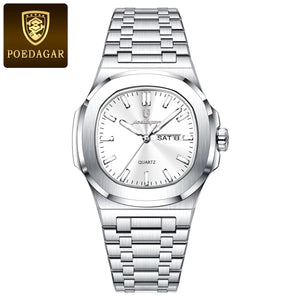 Luxury Military Man Watch Square Waterproof Luminous Date Week Men Watch Stainless Steel Quartz Men'S Watches Reloj+Box