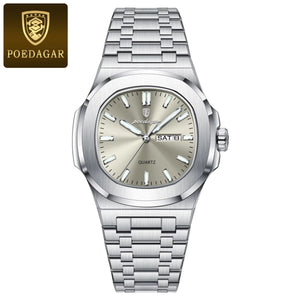 Luxury Military Man Watch Square Waterproof Luminous Date Week Men Watch Stainless Steel Quartz Men'S Watches Reloj+Box