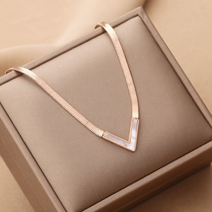 V Shape Titanium Steel Necklace