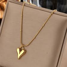 Heart chain necklace with Bracelet  Gold-plated