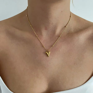 Heart chain necklace with Bracelet  Gold-plated
