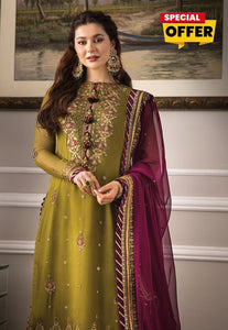 Embroidered Chiffon 3pc Suit Unstitch AF-901